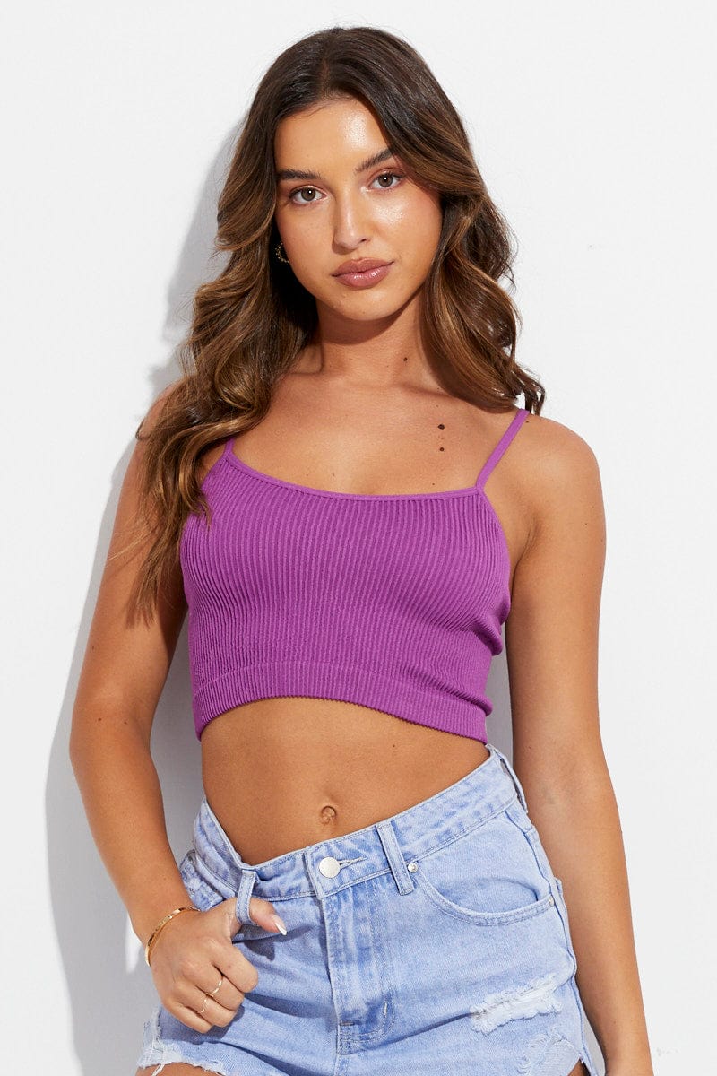 Purple Singlet Top Seamless | Ally Fashion