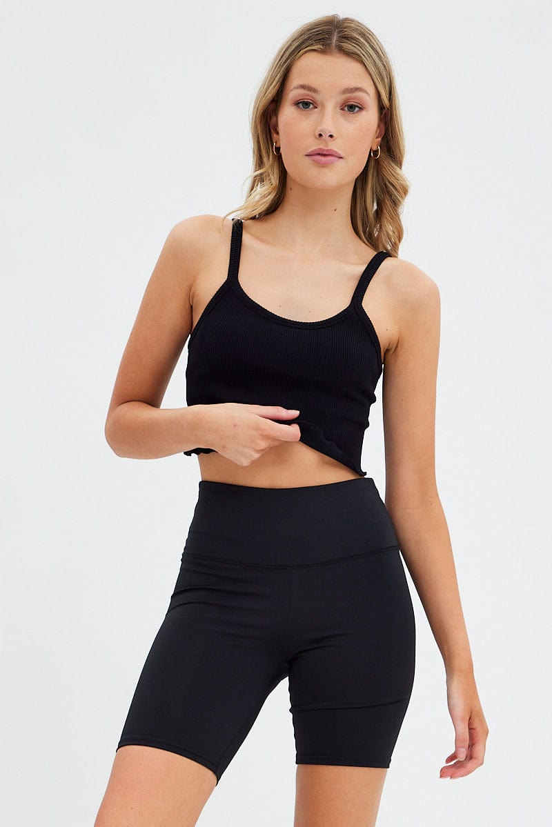 Black Crop Singlet Top Round neck for Ally Fashion