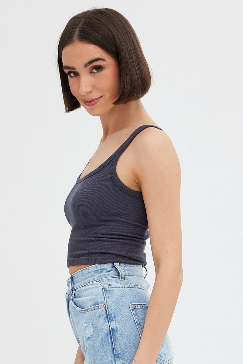 Grey Singlet Top Round Neck for Ally Fashion