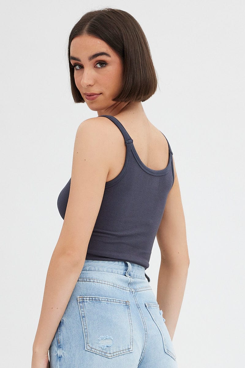 Grey Singlet Top Round Neck for Ally Fashion