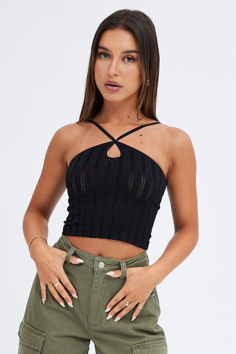 Black Singlet Top Seamless for Ally Fashion