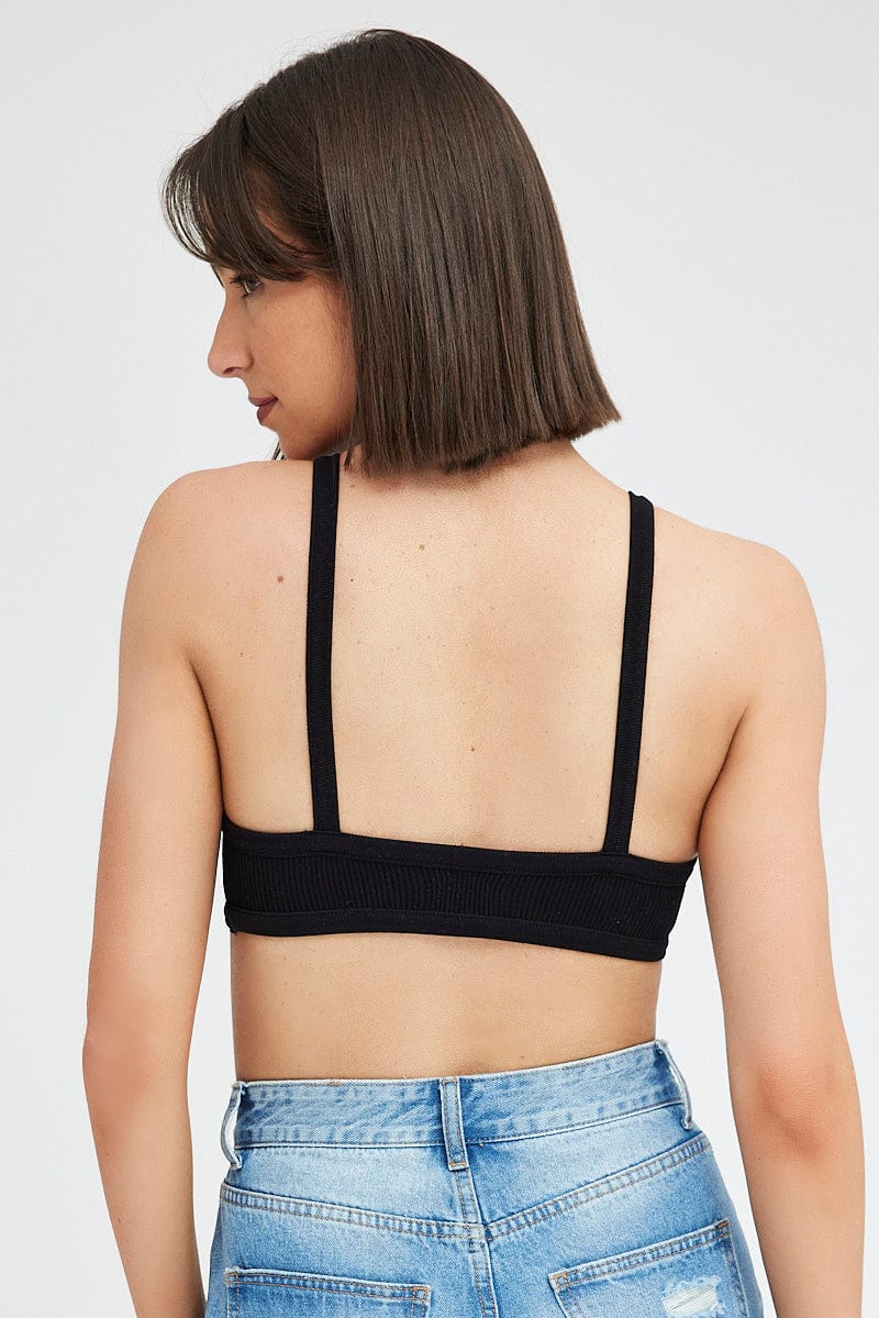 Black Bralette V Neck Seamless for Ally Fashion