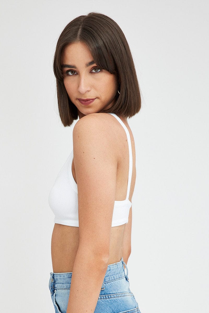 White Bralette V Neck Seamless for Ally Fashion