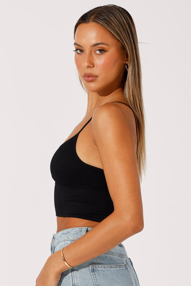 Black Bralette Round Neck Seamless for Ally Fashion