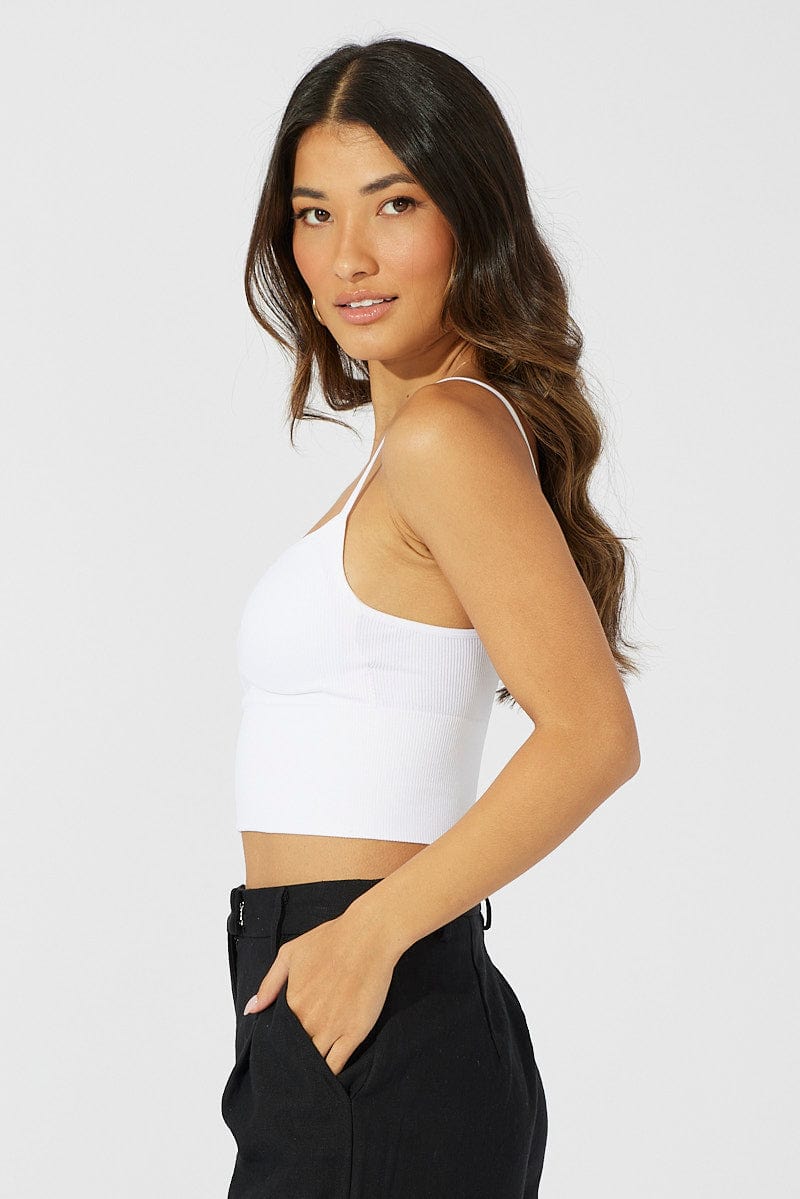 White Bralette Round Neck Seamless for Ally Fashion