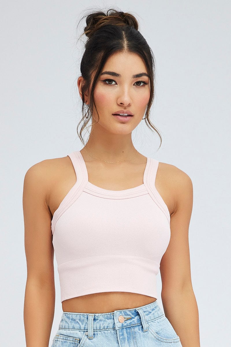 Pink Singlet Top Seamless for Ally Fashion