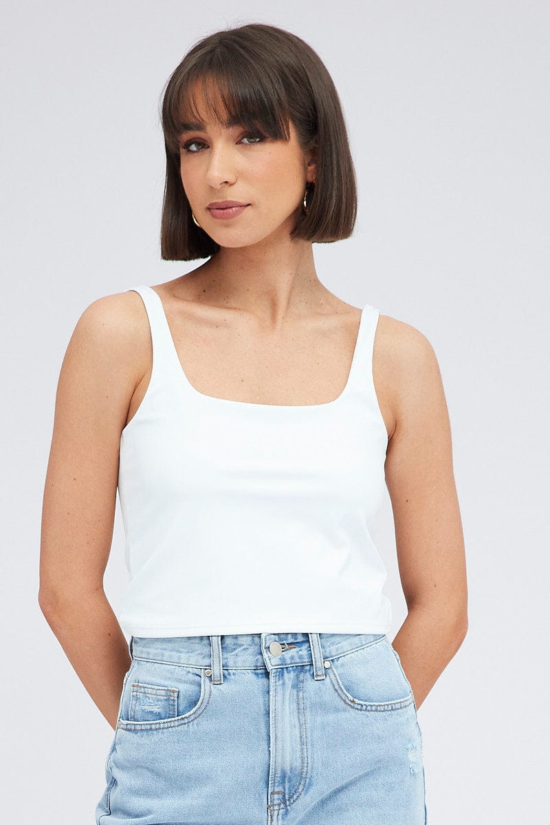 White Tank Top Square Neck Supersoft for Ally Fashion