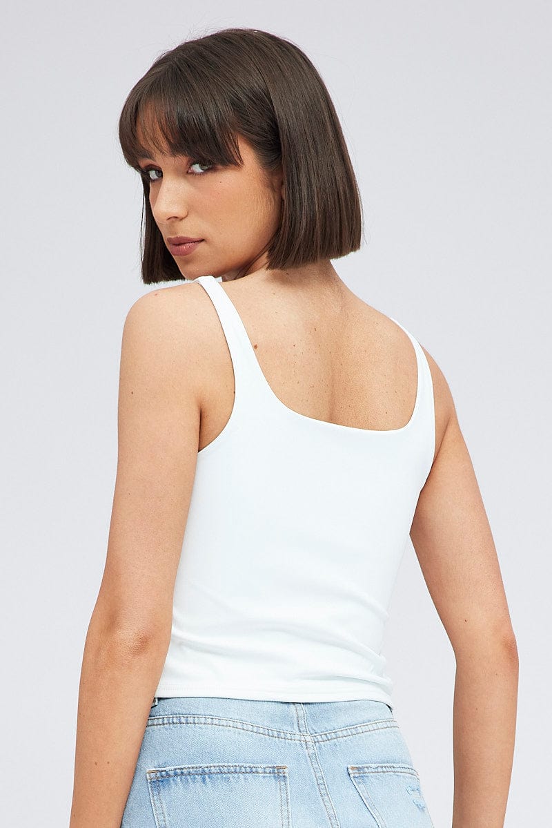 White Tank Top Square Neck Supersoft for Ally Fashion