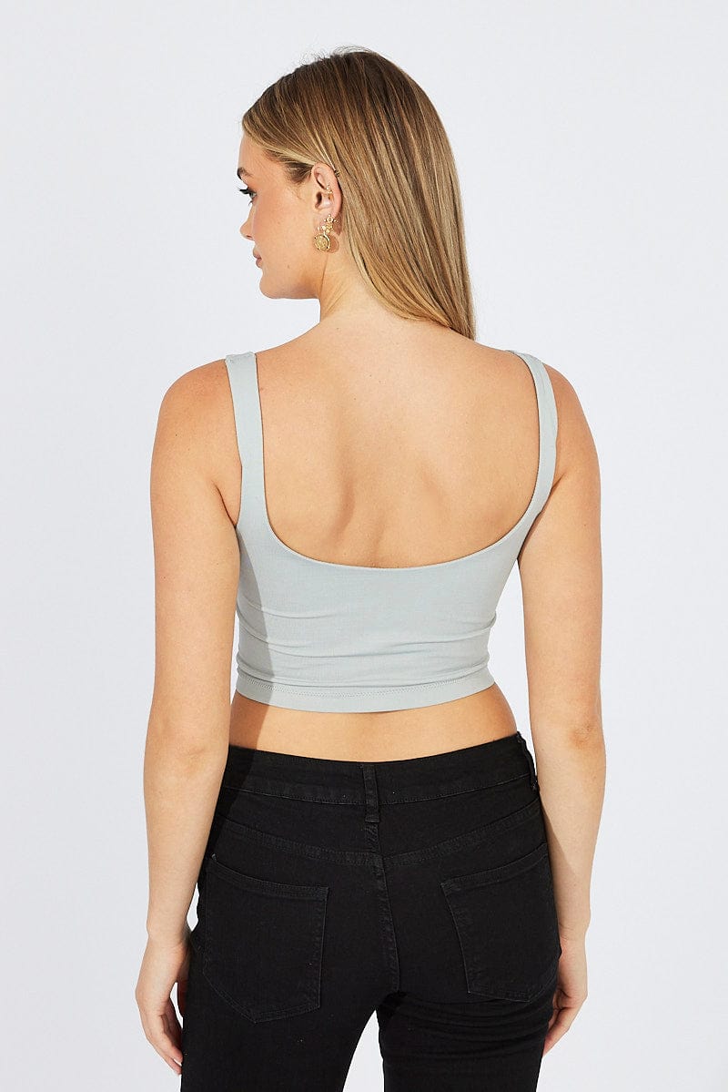 Grey Crop Tank Top Seamless for Ally Fashion