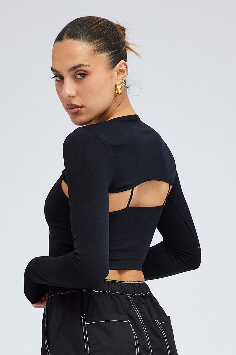 Black Shrug And Cami Top Seamless for Ally Fashion