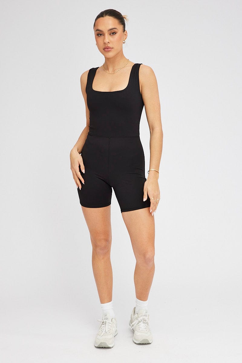 Black Romper Sleeveless Back Strap for Ally Fashion