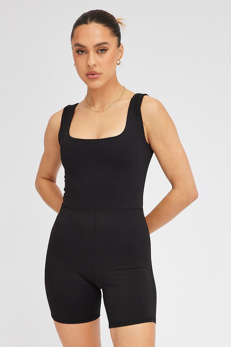 Black Romper Sleeveless Back Strap for Ally Fashion