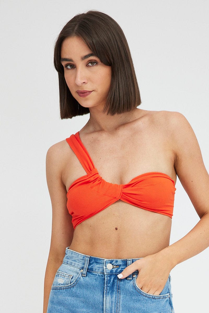 Orange Bralette Twist One Shoulder Seamless for Ally Fashion