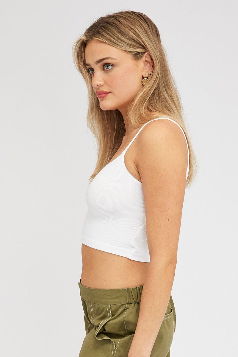 White Singlet Top Round Neck Seamless for Ally Fashion