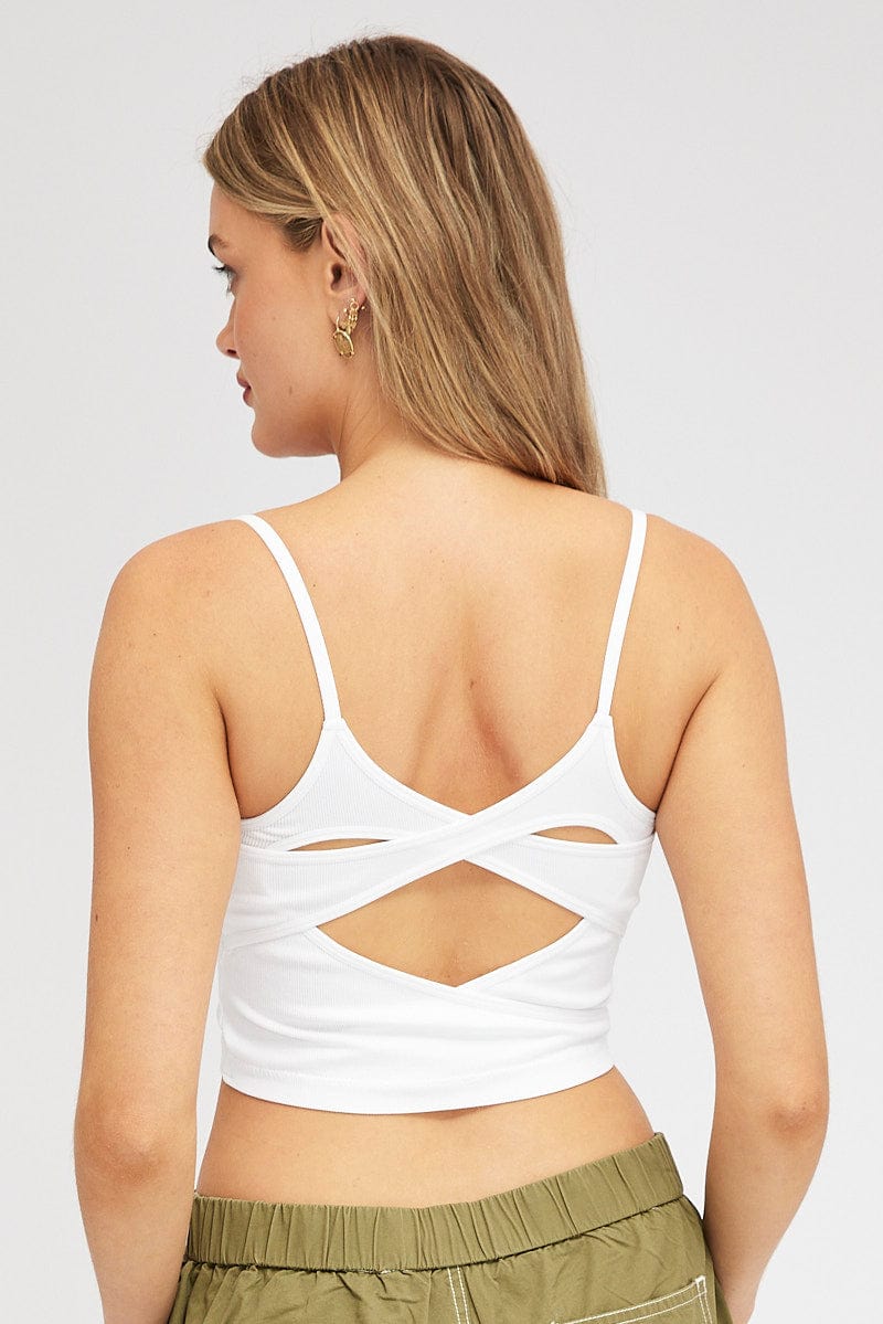 White Singlet Top Round Neck Seamless for Ally Fashion