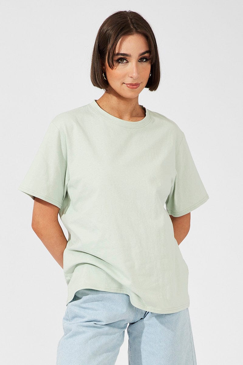 Green Oversized T Shirt Short Sleeve Crew Neck | Ally Fashion