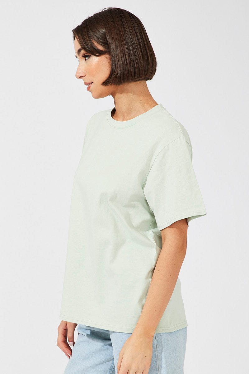 Green Oversized T Shirt Short Sleeve Crew Neck for Ally Fashion