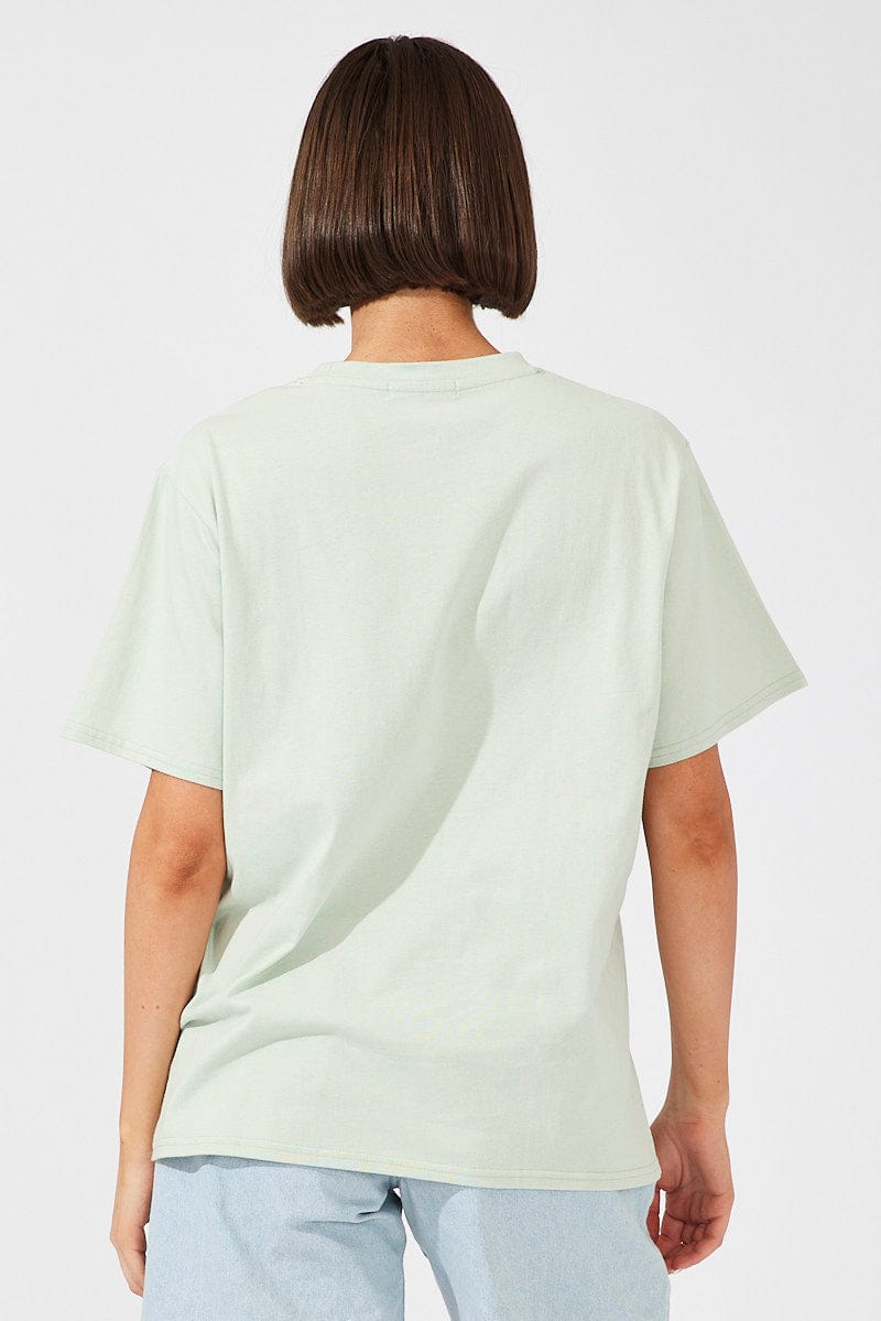 Green Oversized T Shirt Short Sleeve Crew Neck for Ally Fashion