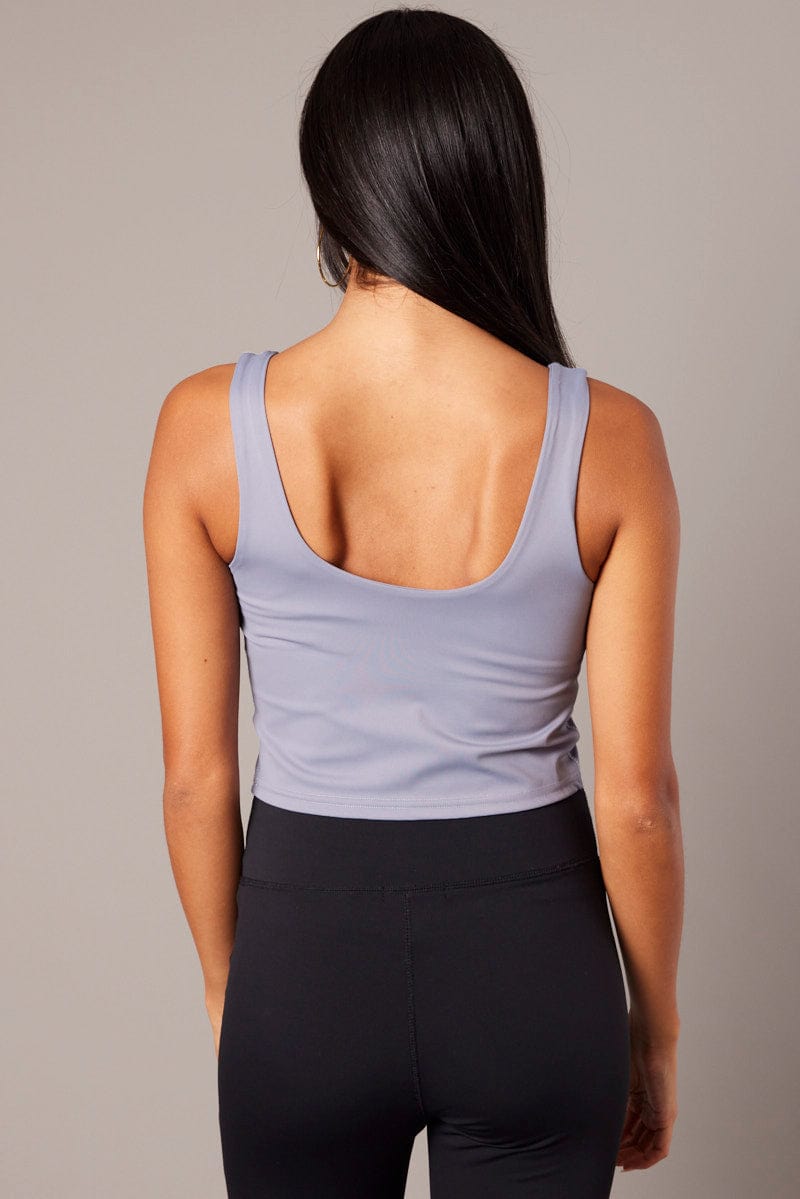 Grey Tank Top Sleeveless V Neck for Ally Fashion