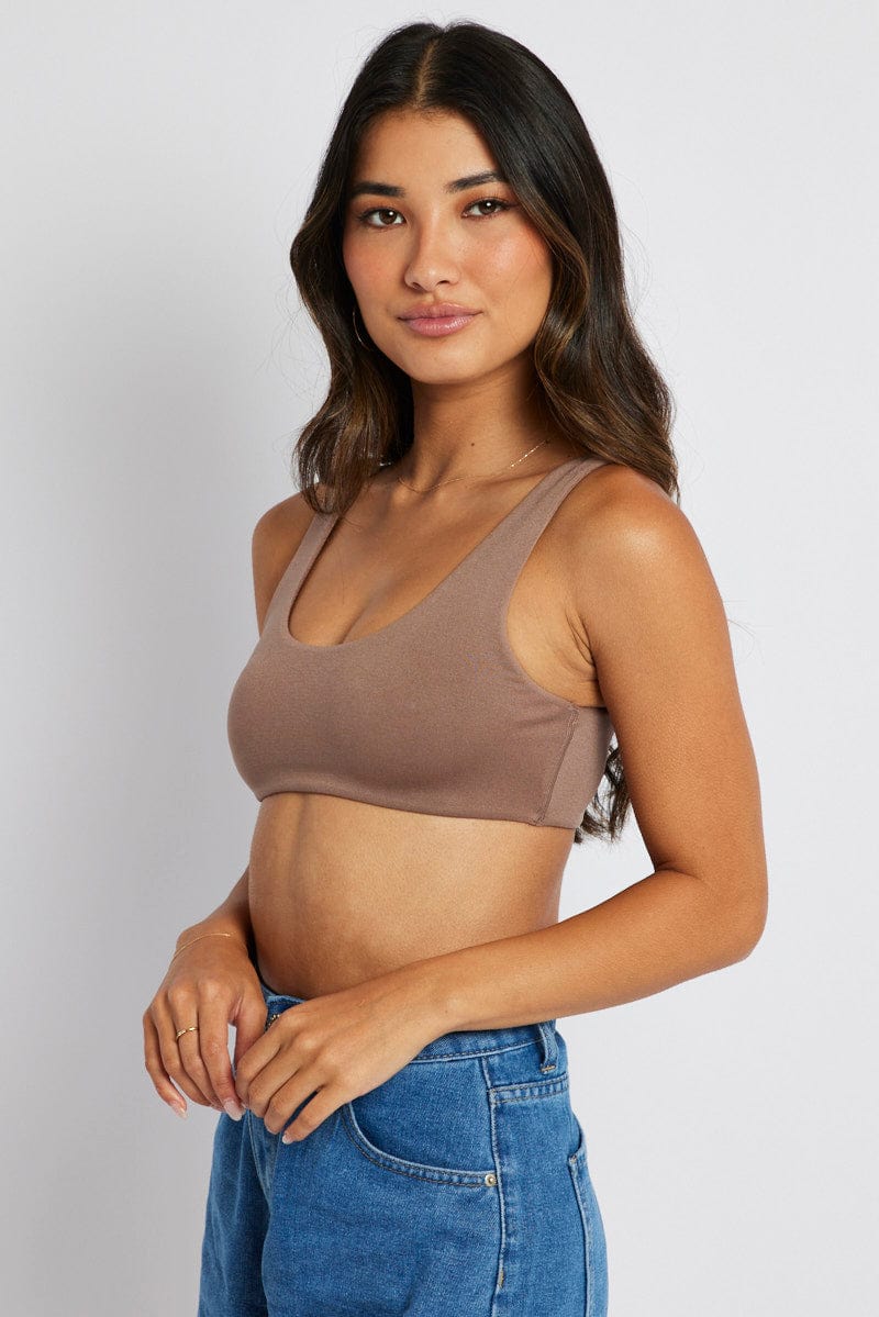 Brown Bralette Scoop Neck Seamless for Ally Fashion