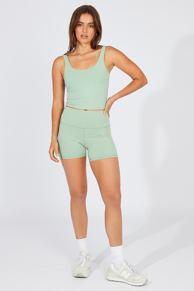 Green Tank Top Scoop Neck for Ally Fashion