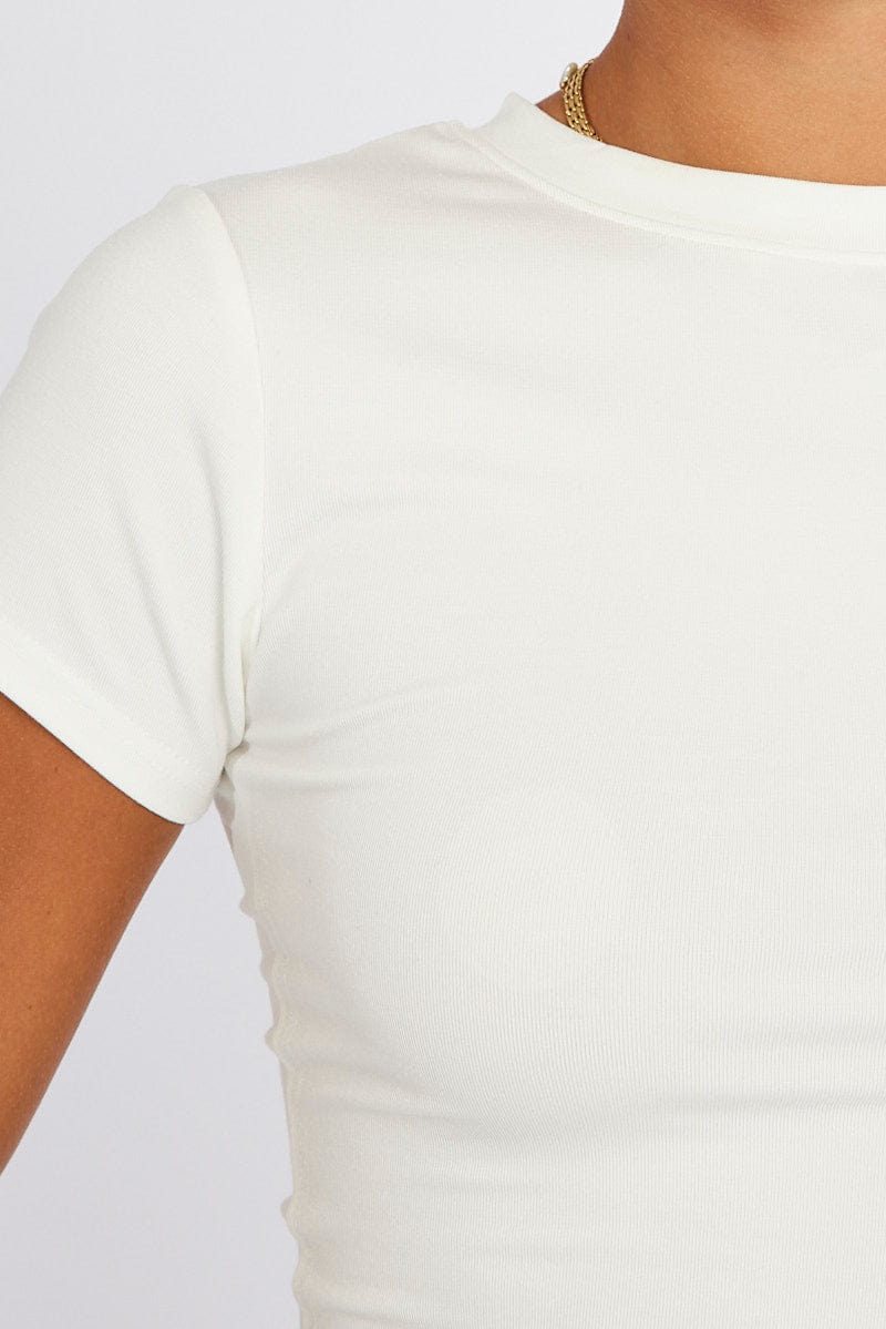 White T Shirt Short Sleeve Crew Neck for Ally Fashion