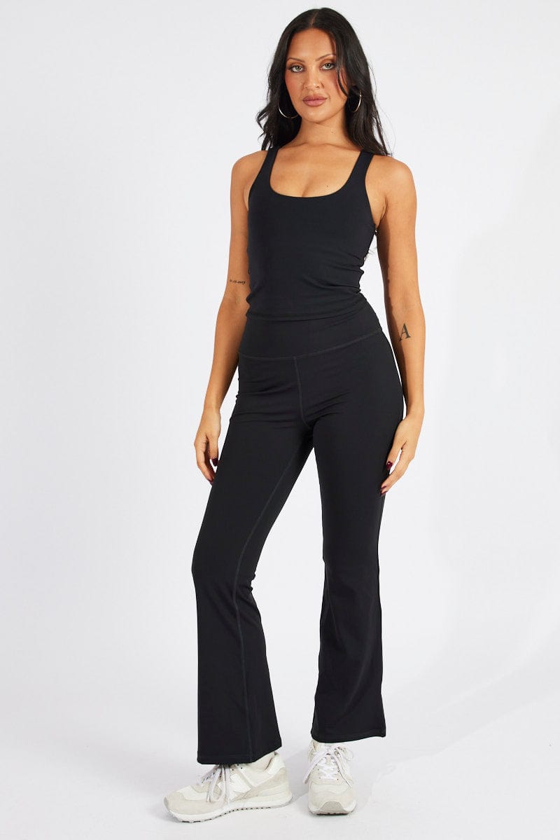 Black Flare Pants High Rise Supersoft Leggings | Ally Fashion