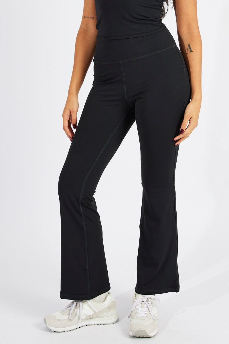 Black Flare Pants High Rise Supersoft Leggings for Ally Fashion