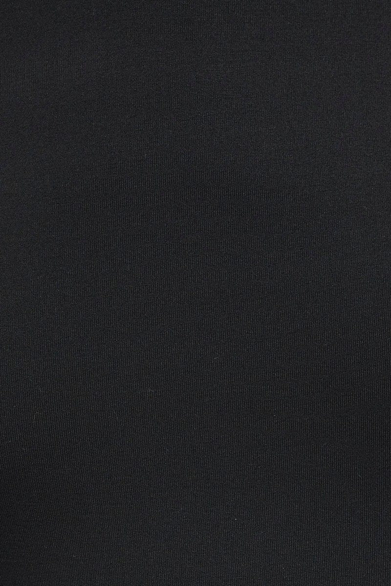 Black Fleece Lined Top Long Sleeve Crew Neck for Ally Fashion