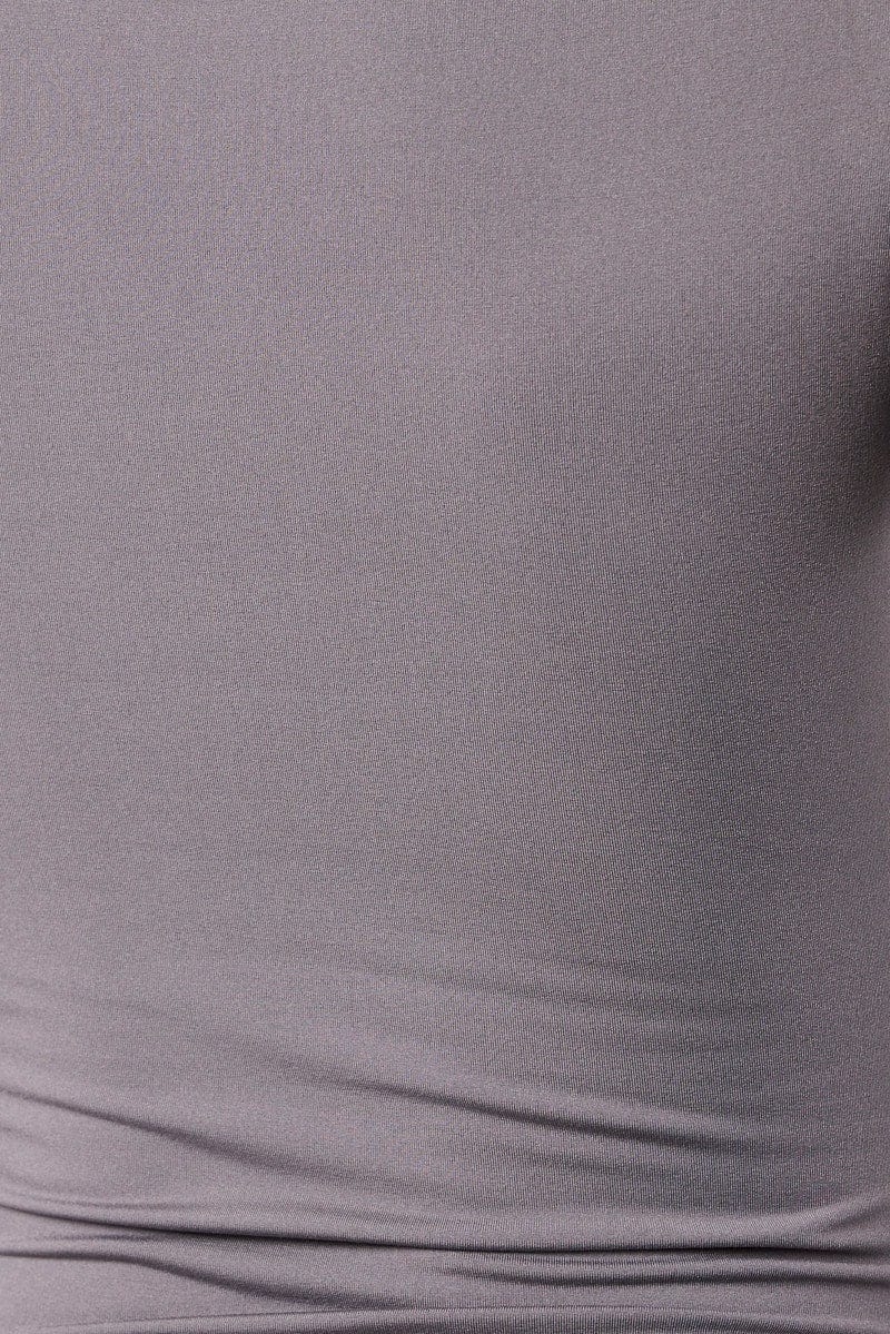 Grey Fleece Lined Top Long Sleeve Crew Neck for Ally Fashion