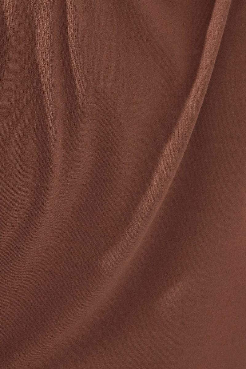 Brown Dress Short Sleeve Crew Neck Supersoft for Ally Fashion