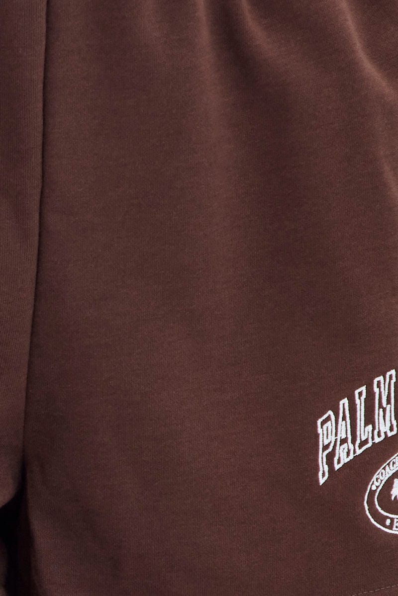 Brown Track Short Palm Springs Embroidery for Ally Fashion