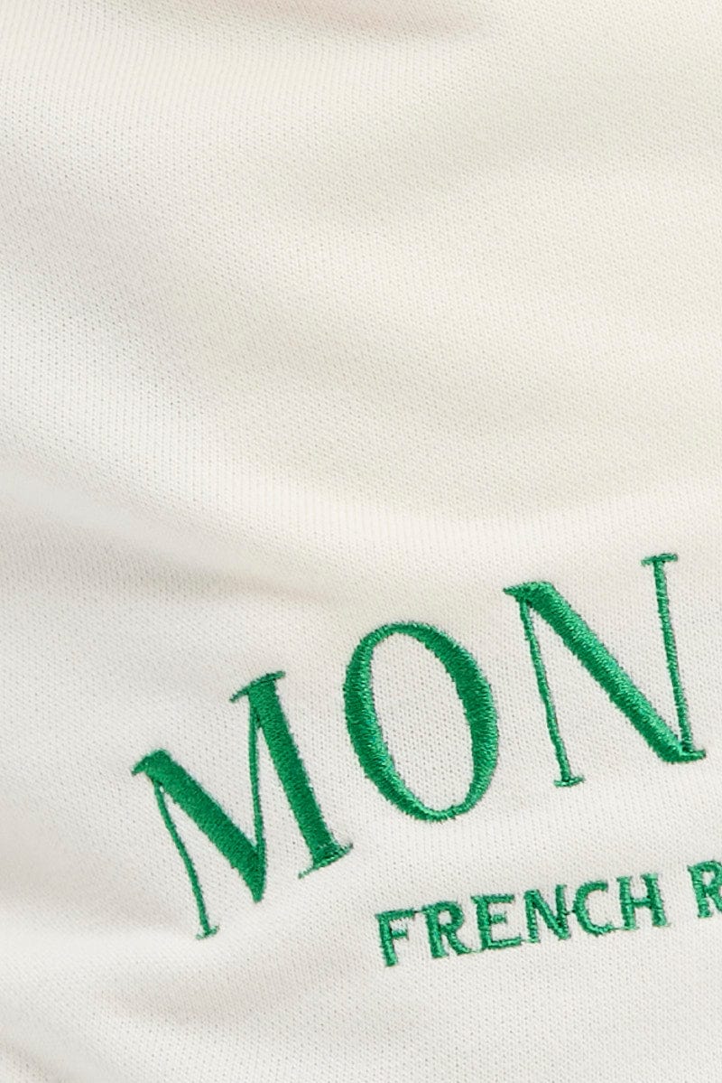 Cream Track Short Monaco Embroidery for Ally Fashion