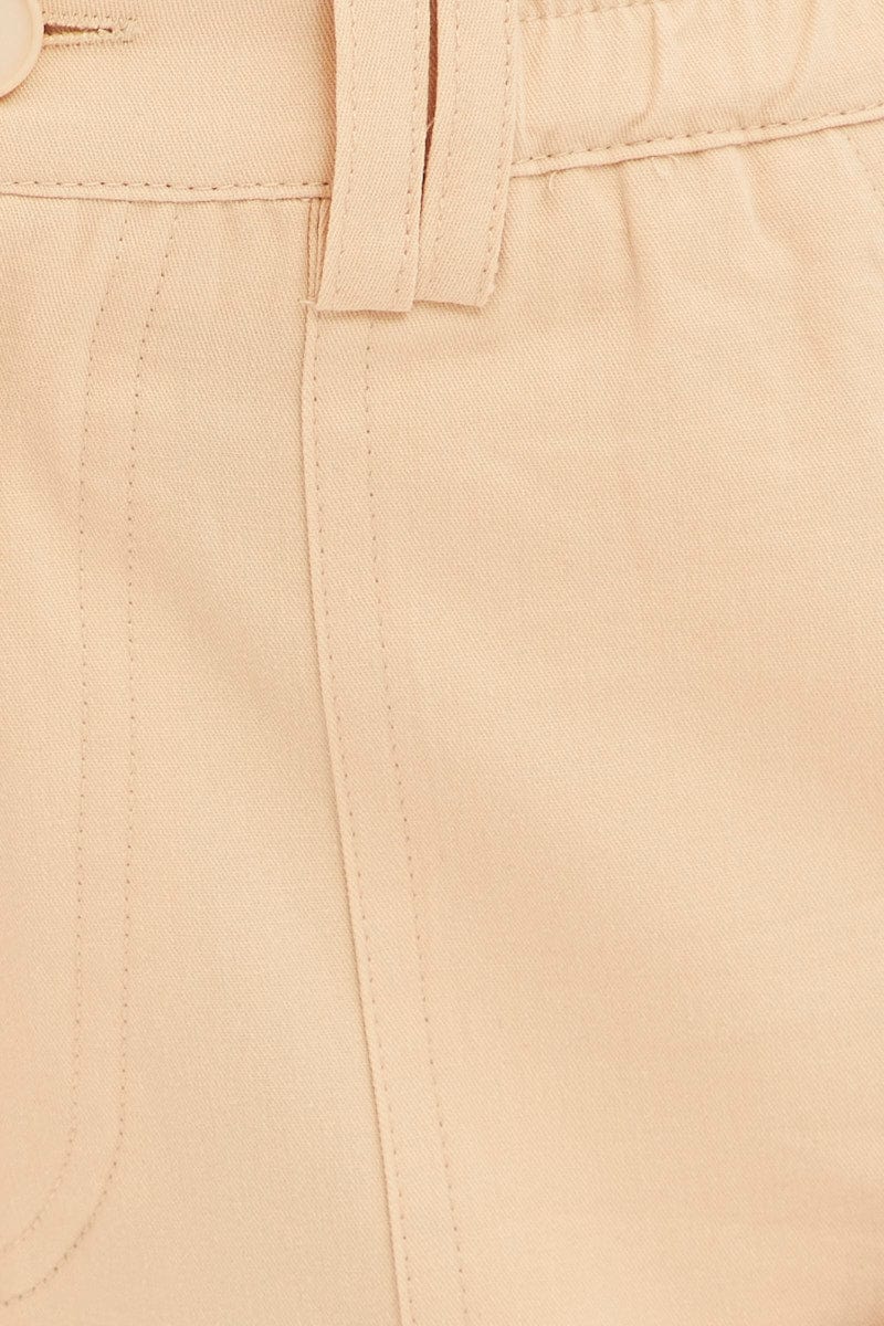 Beige High Rise Wide Leg Cargo Pants for Ally Fashion