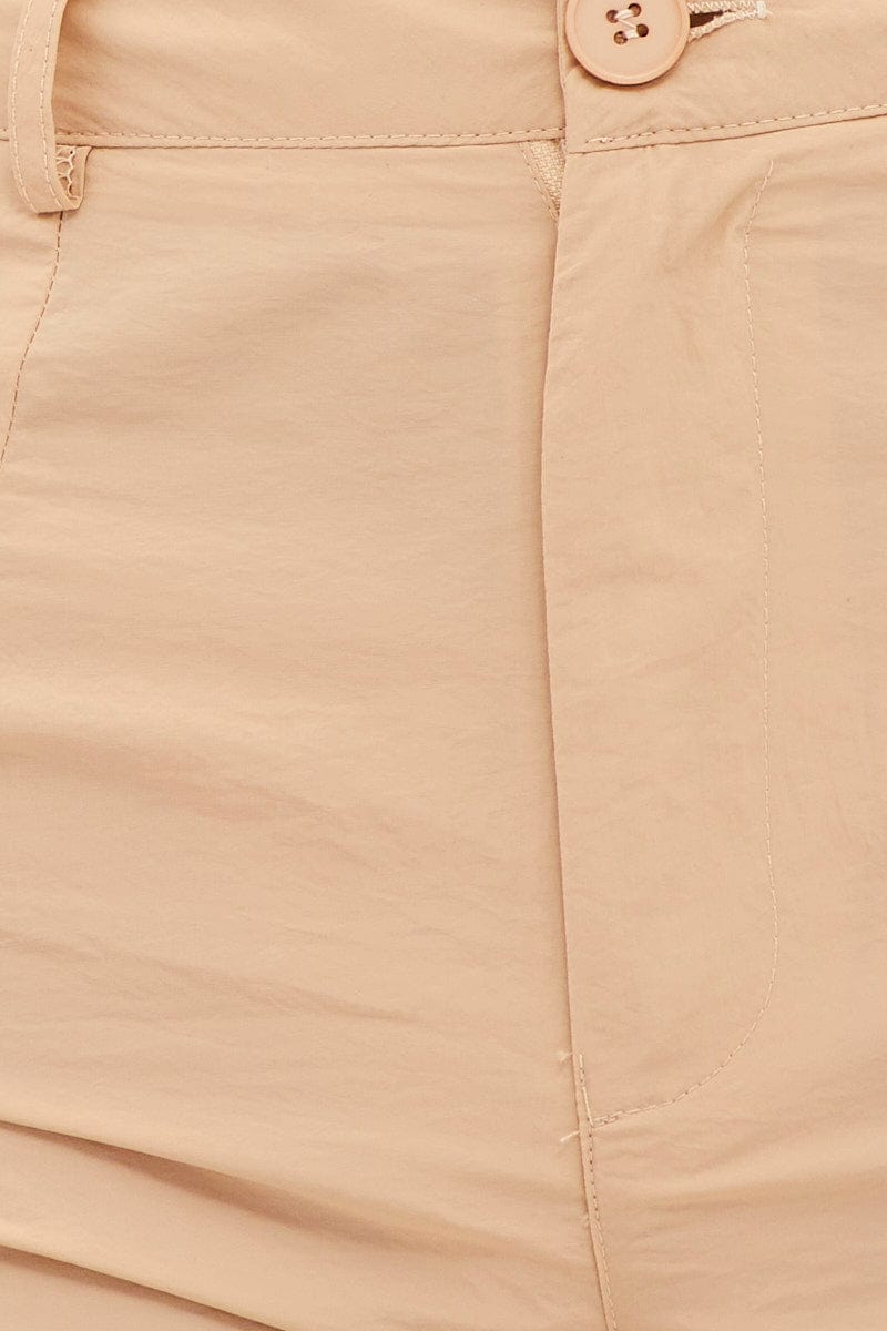 Beige High Rise Wide Leg Cargo Pants for Ally Fashion