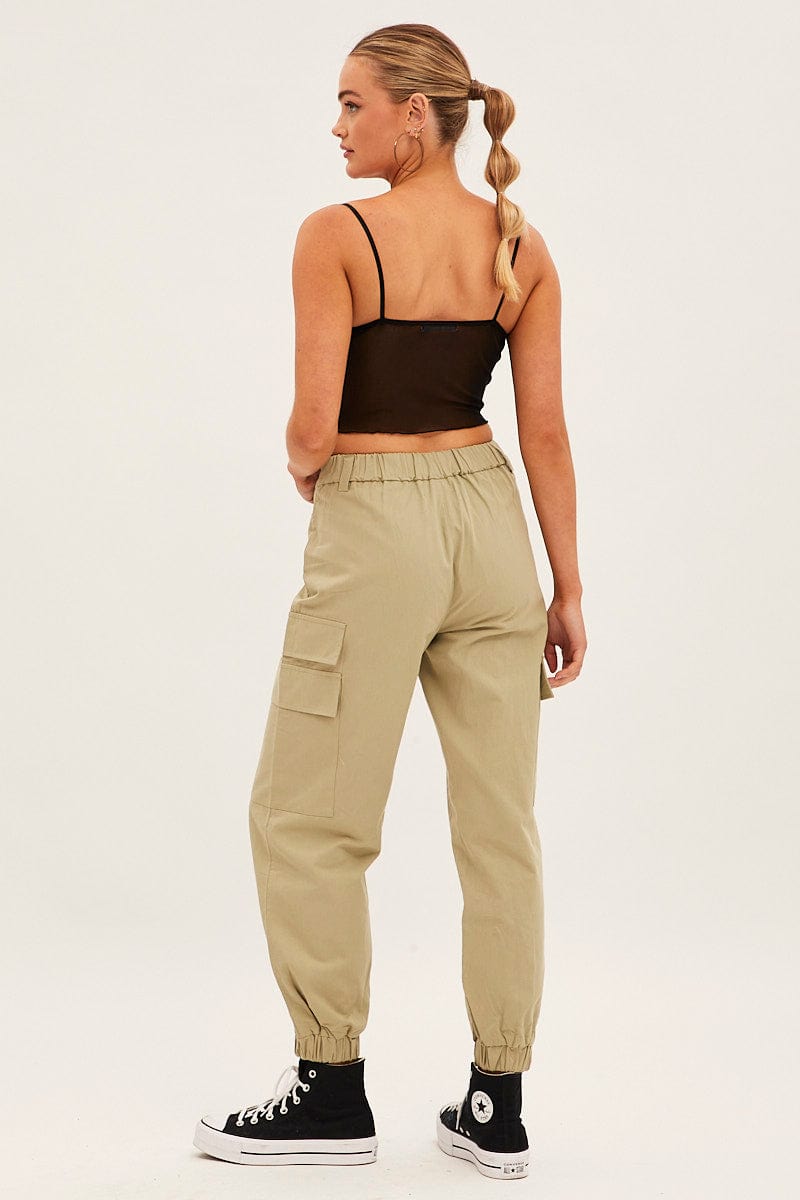 Green High Rise Wide Leg Cargo Pants for Ally Fashion