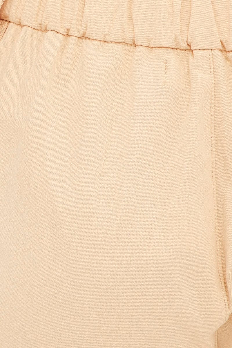 Beige High Rise Wide Leg Cargo Pants for Ally Fashion