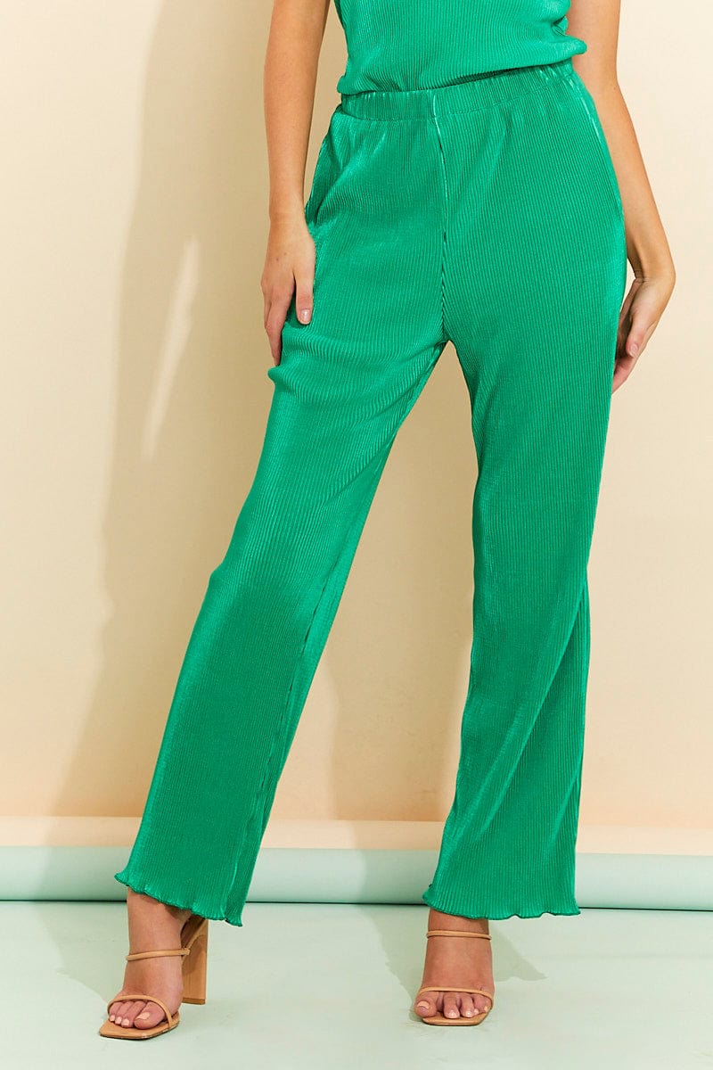 Green Plisse Pants for Ally Fashion