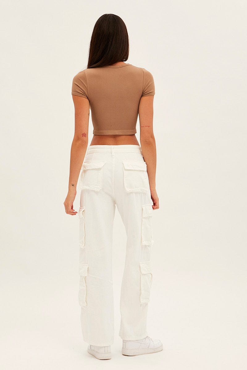 White Wide Leg Cargo Pants for Ally Fashion