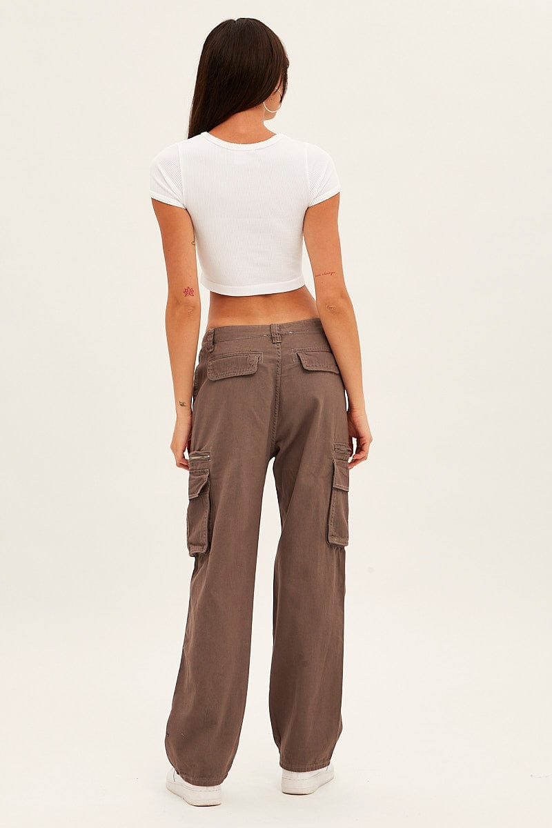 Grey Wide Leg Denim Cargo Pants for Ally Fashion