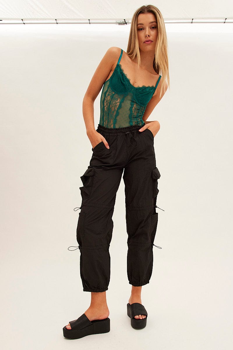 Black Low Rise Cargo Pants for Ally Fashion