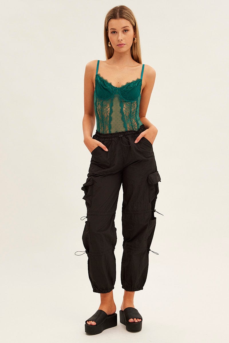 Black Low Rise Cargo Pants for Ally Fashion