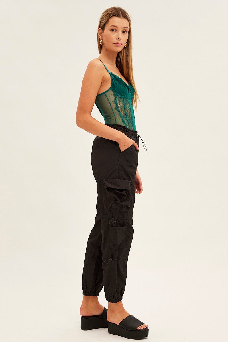 Black Low Rise Cargo Pants for Ally Fashion