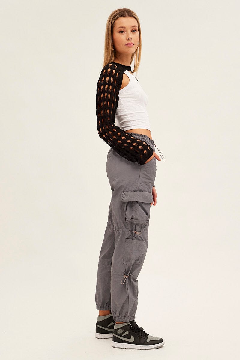 Grey Low Rise Cargo Pants for Ally Fashion