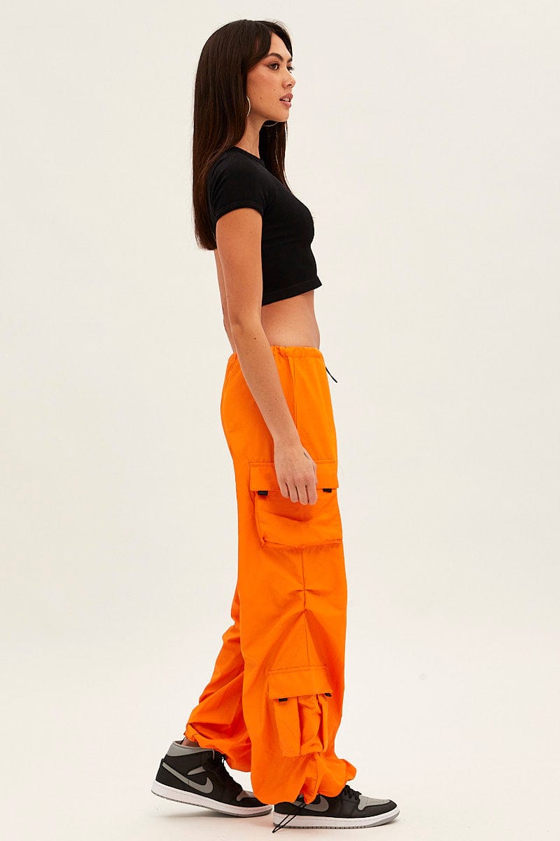 Orange Low Rise Cargo Pants for Ally Fashion
