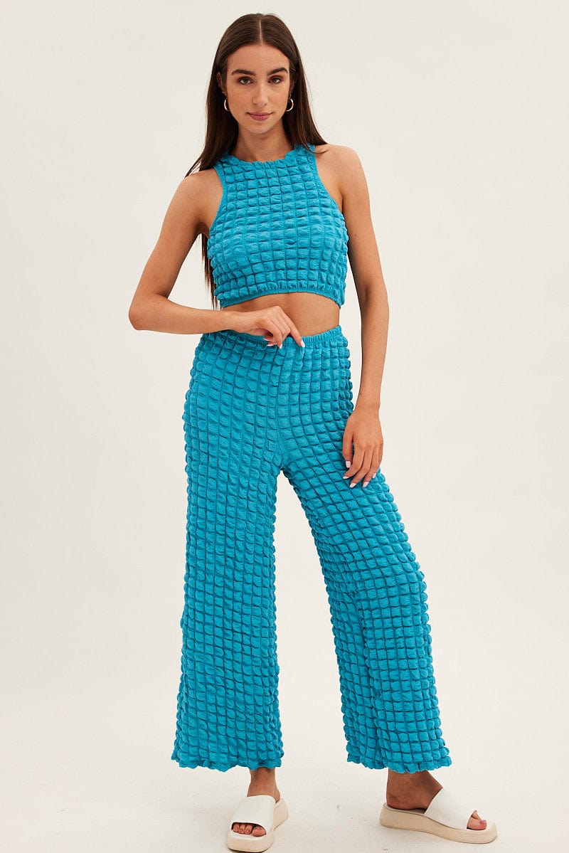 Blue Wide Leg Pants for Ally Fashion