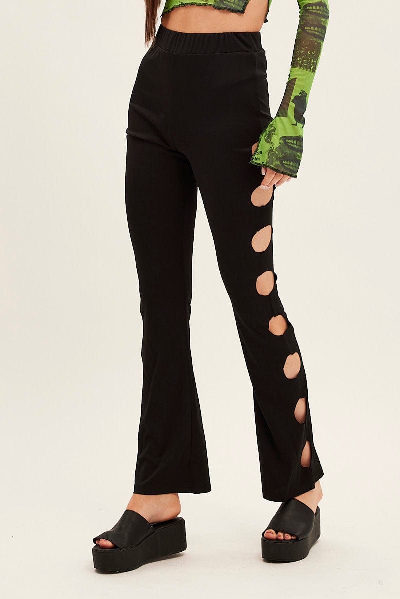 Black Pant Mid Rise Flare for Ally Fashion