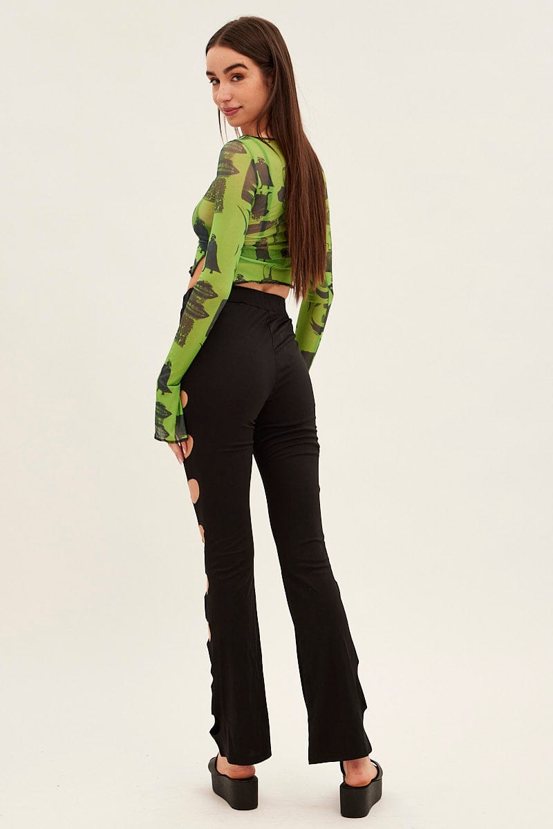 Black Pant Mid Rise Flare for Ally Fashion