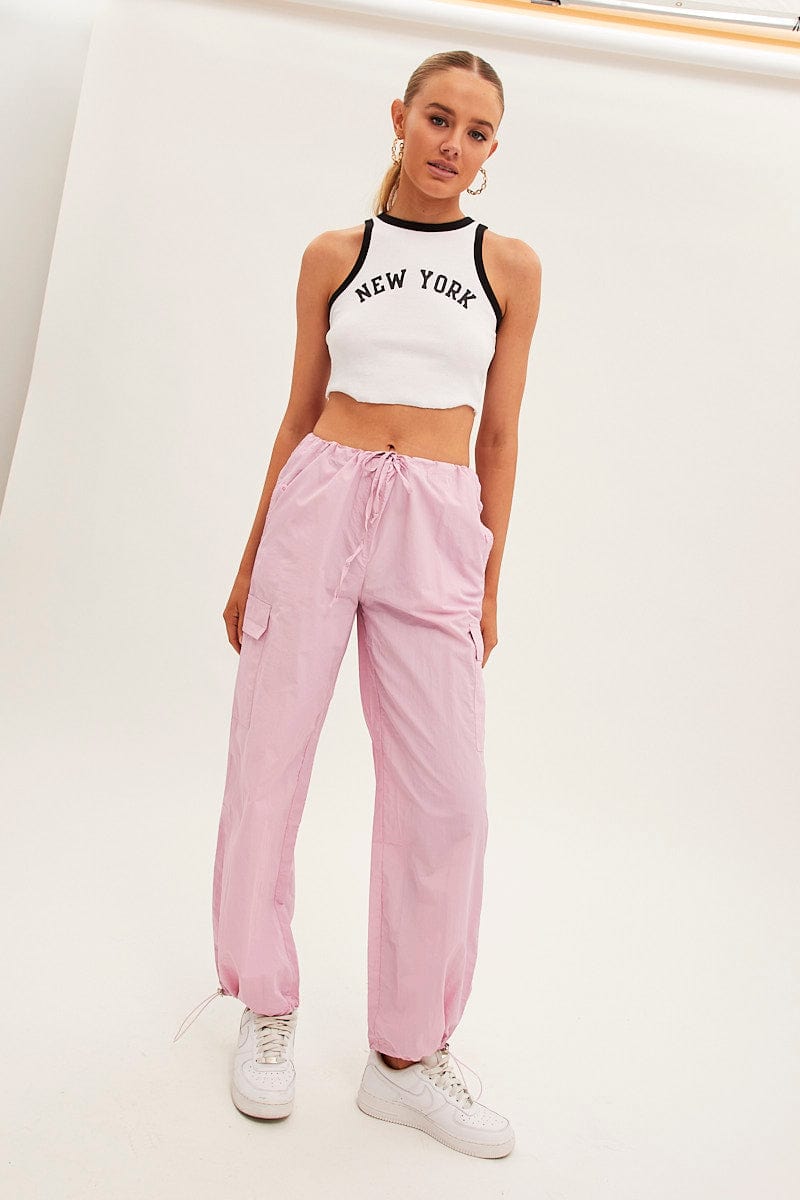 Pink Cargo Parachute Pants for Ally Fashion