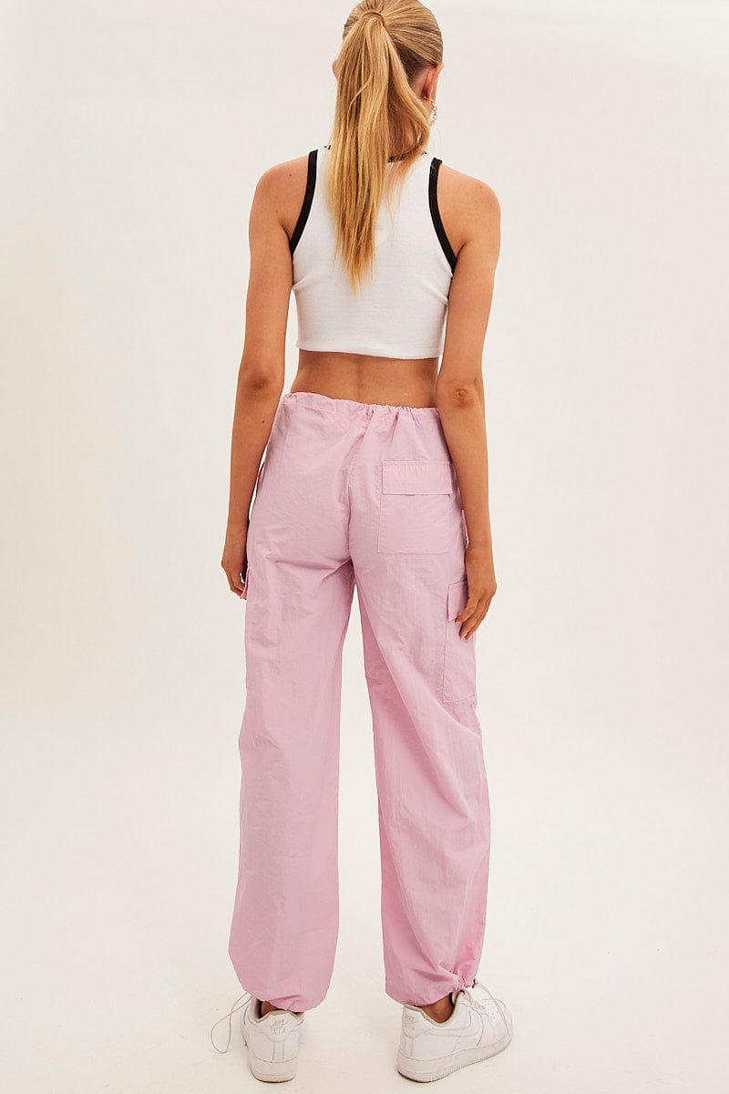 Pink Cargo Parachute Pants for Ally Fashion